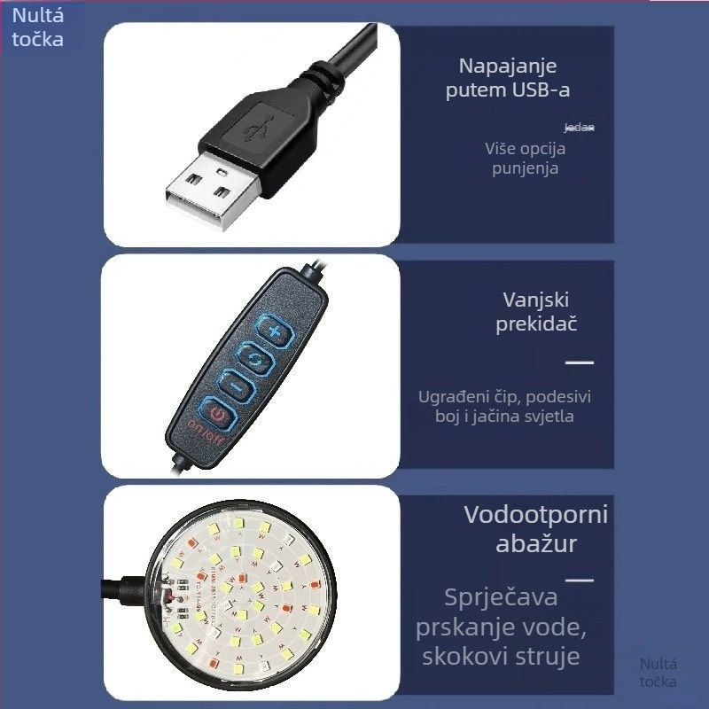 LED svjetlo za akvarij s klipom – potpuno spektralno osvjetljenje za vodene biljke, USB napajanje