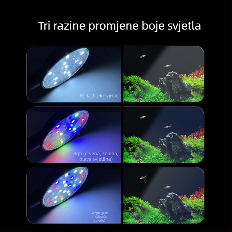 LED svjetlo za akvarij s klipom – potpuno spektralno osvjetljenje za vodene biljke, USB napajanje