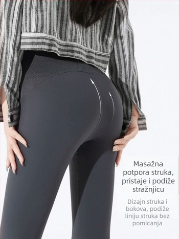 Trudničke hlače, duge hlače s flisom, visokim strukom, podrška za trbuh, poliester