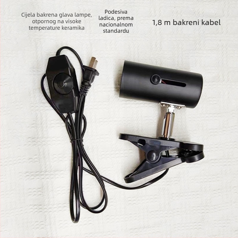 Lampa za sunčanje kornjača s drškom za terarij, 3-u-1 sterilizacija izolacija rasvjeta, bakar-keramički-plastični konstrukt, snaga 25W/50W/75W/100W