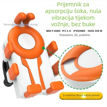 Držač za telefon za bicikl s dizajnom osam kandži i protivšok zaštitom (4,7–7 inča; plastični materijal; universalni dizajn; kompatibilan s biciklima, motociklima i električnim vozilima)