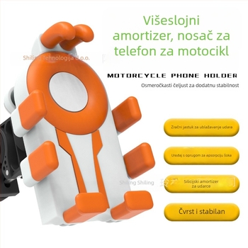 Držač za telefon za bicikl s dizajnom osam kandži i protivšok zaštitom (4,7–7 inča; plastični materijal; universalni dizajn; kompatibilan s biciklima, motociklima i električnim vozilima)