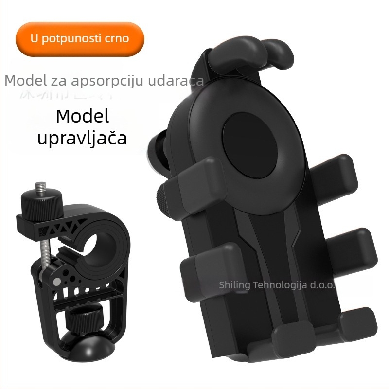 Držač za telefon za bicikl s dizajnom osam kandži i protivšok zaštitom (4,7–7 inča; plastični materijal; universalni dizajn; kompatibilan s biciklima, motociklima i električnim vozilima)