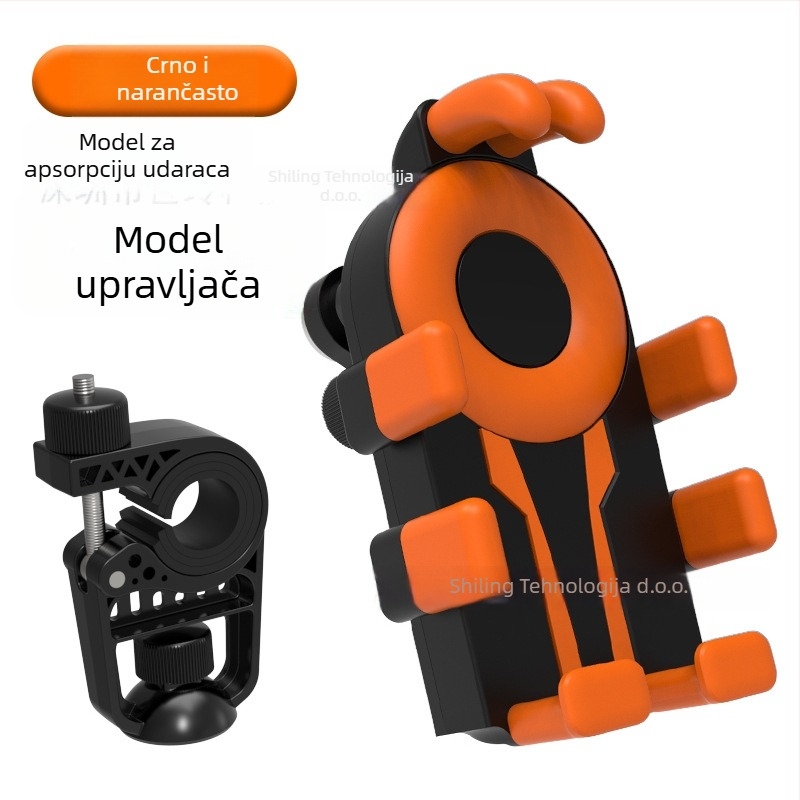 Držač za telefon za bicikl s dizajnom osam kandži i protivšok zaštitom (4,7–7 inča; plastični materijal; universalni dizajn; kompatibilan s biciklima, motociklima i električnim vozilima)