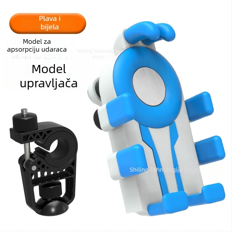 Držač za telefon za bicikl s dizajnom osam kandži i protivšok zaštitom (4,7–7 inča; plastični materijal; universalni dizajn; kompatibilan s biciklima, motociklima i električnim vozilima)