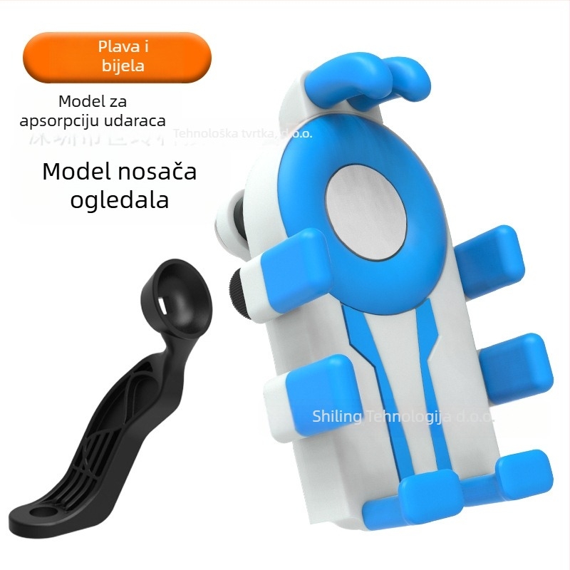 Držač za telefon za bicikl s dizajnom osam kandži i protivšok zaštitom (4,7–7 inča; plastični materijal; universalni dizajn; kompatibilan s biciklima, motociklima i električnim vozilima)