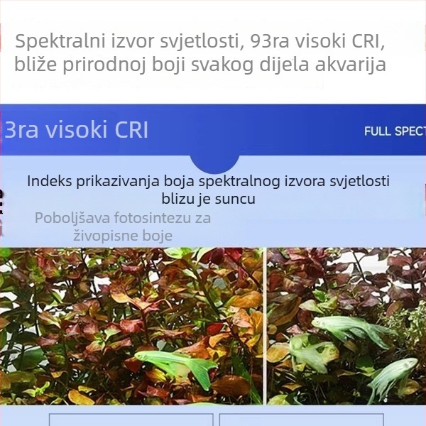 LED klip lampica za akvarij s punim spektrom i prikazom temperature (RGB, 8W)