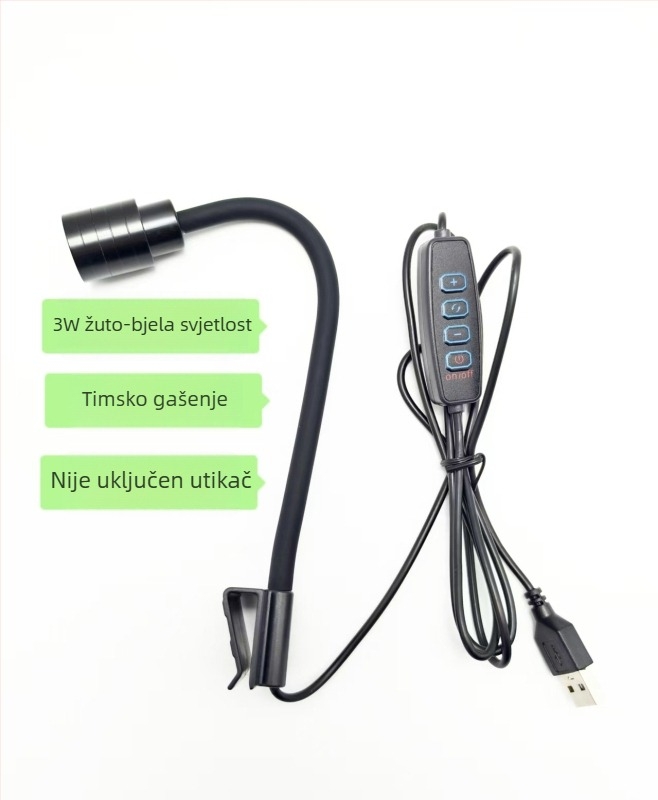 Mini akvarijska svjetiljka s punim spektrom, clip-on, 3W, aluminijsko kućište, težina 200 g