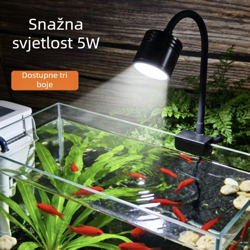 LED rasvjeta za akvarij s punim spektrom, aluminijska legura kućište, 7W, podesiva tri boje, tajmer
