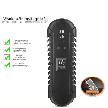 Mini grijač za akvarij s LED zaslonom, digitalna kontrola temperature, 25W