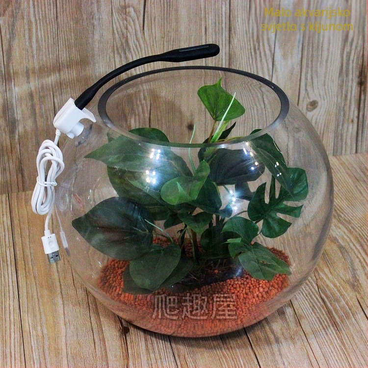 Okrugla klipsna svjetiljka za akvarij, USB napajanje, 1W, plastično kućište, 100 g, Youqu