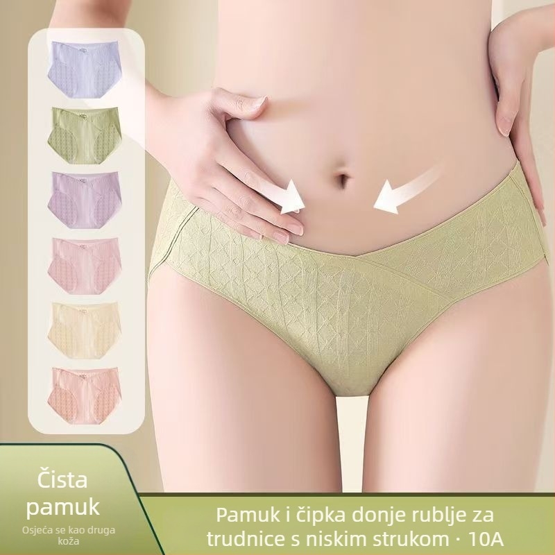 Trudničke gaćice od pamuka, pamukova podstava u preponama, niska struka, podrška trbuha