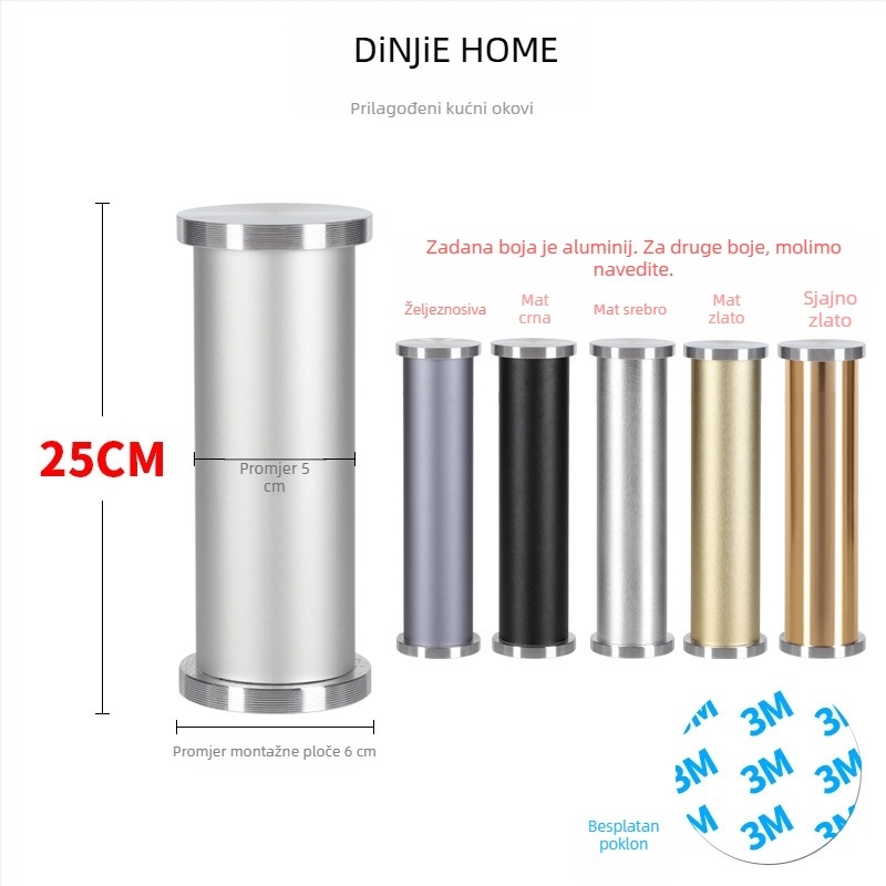 Dingjie aluminijske noge ormarića DJG055 za stakleni stol za kavu, moderni minimalistički stil