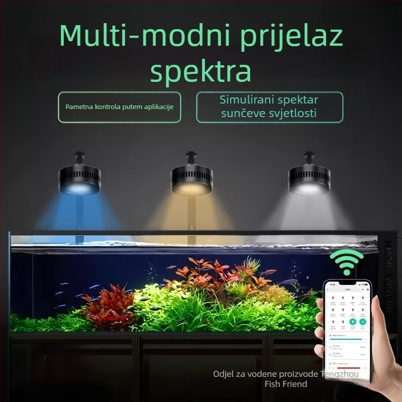 LED downlight za akvarij, puni spektar, vodootporan, od aluminijske legure, upravlja se putem aplikacije, 100W