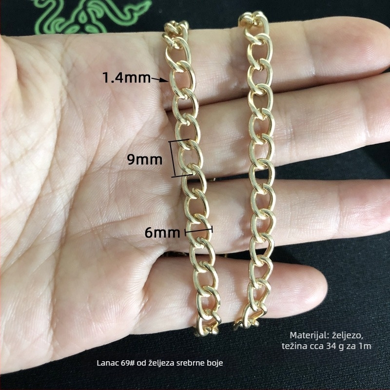 Lanac za odjevne dodatke, željezo, elektroplatirano