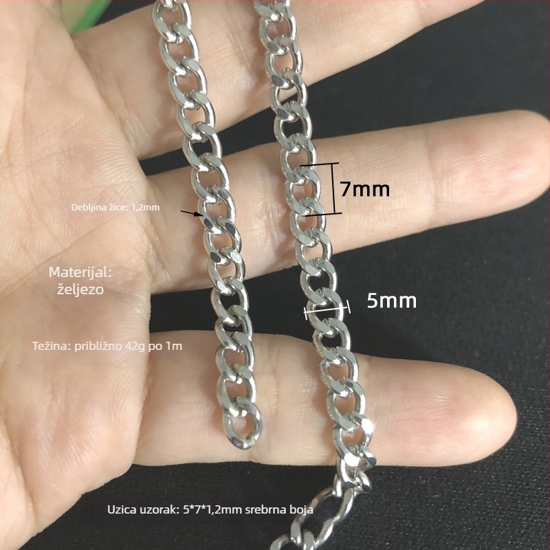 Lanac za odjevne dodatke, željezo, elektroplatirano