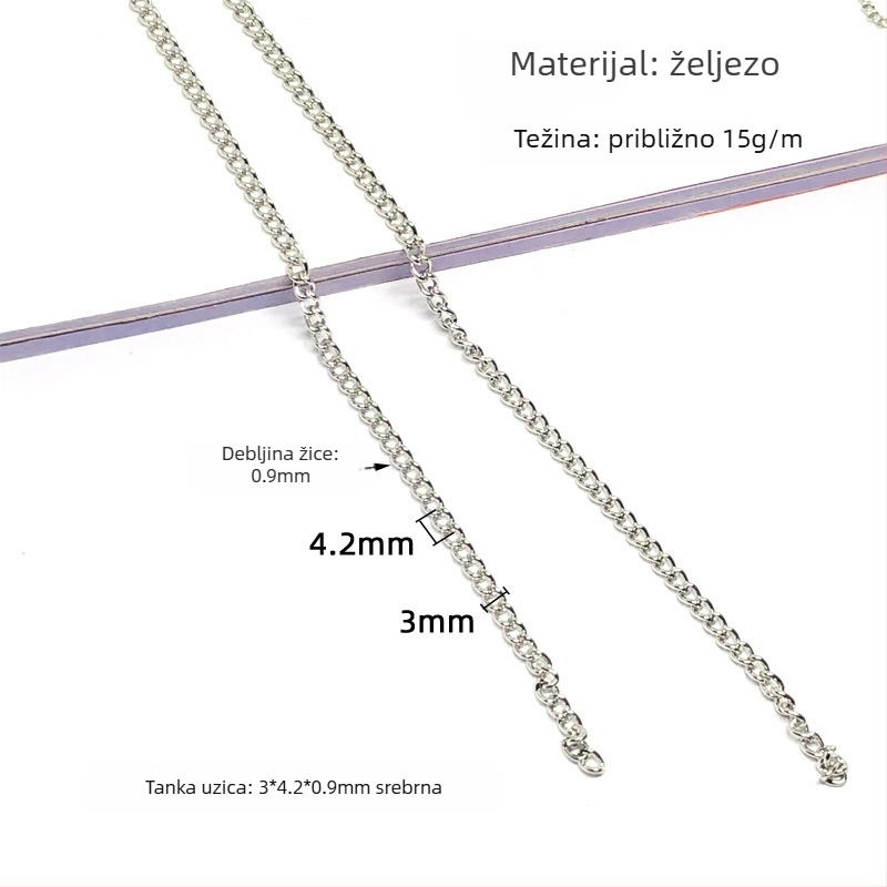Lanac za odjevne dodatke, željezo, elektroplatirano
