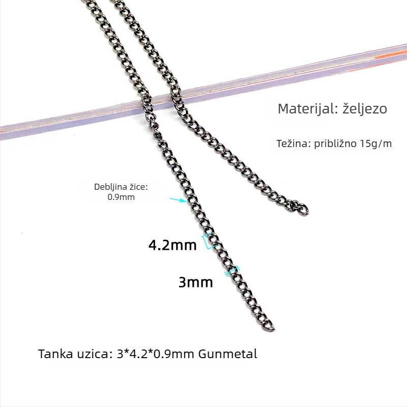 Lanac za odjevne dodatke, željezo, elektroplatirano