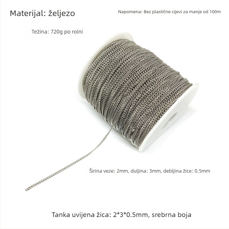 Lanac za odjevne dodatke, željezo, elektroplatirano