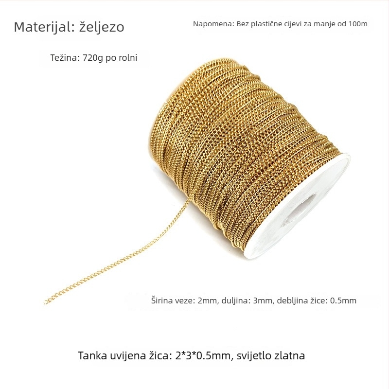 Lanac za odjevne dodatke, željezo, elektroplatirano