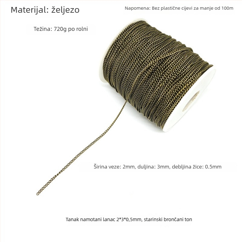 Lanac za odjevne dodatke, željezo, elektroplatirano