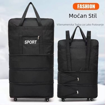 Putna torba s kotačićima, ultra lagana i proširiva, kapacitet 56-75 L, materijal Oxford platno, brend T6s