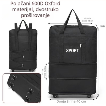 Putna torba s kotačićima, ultra lagana i proširiva, kapacitet 56-75 L, materijal Oxford platno, brend T6s