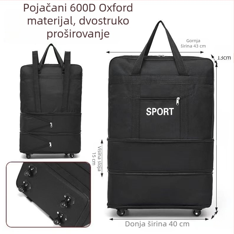 Putna torba s kotačićima, ultra lagana i proširiva, kapacitet 56-75 L, materijal Oxford platno, brend T6s