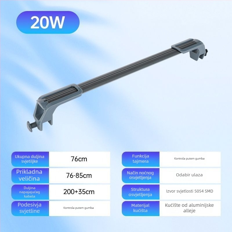 Pametno LED klipsno svjetlo za akvarij s punim spektrom za vodene biljke