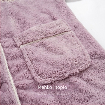 Kostim od coral fleksa, zimski topli komplet od flanel, s podstavom od flisa, ekstra debeli 501-600 g/m², rever ovratnik, dugi rukavi, hlače