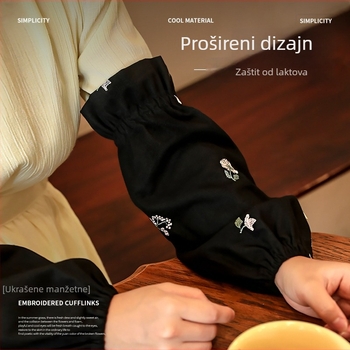 Rukavi za rad od čiste pamuka s vodoodbojnom površinom, otporno na masnoće i mrlje, japansko-korejski stil, produženi kuhinjski rukavi s cvjetnim uzorkom