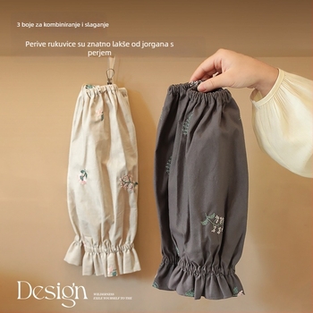 Rukavi za rad od čiste pamuka s vodoodbojnom površinom, otporno na masnoće i mrlje, japansko-korejski stil, produženi kuhinjski rukavi s cvjetnim uzorkom