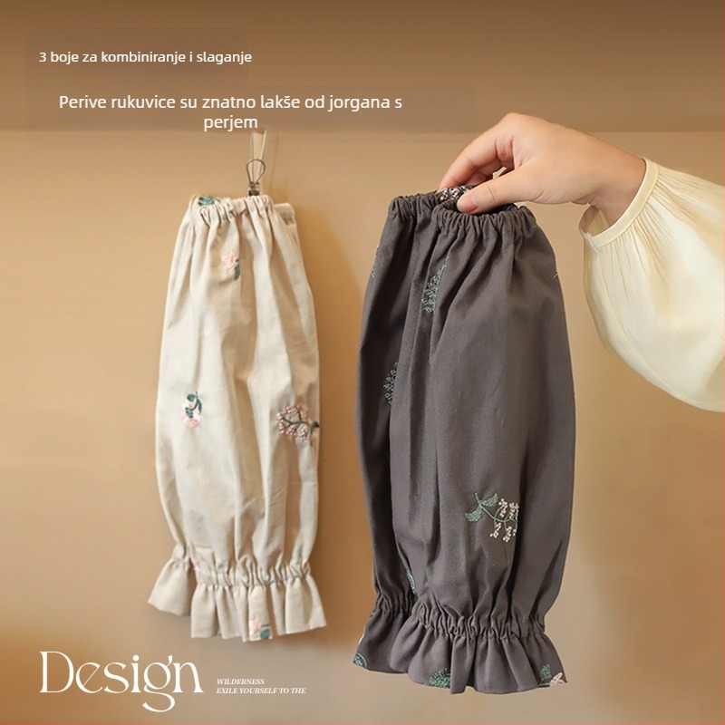 Rukavi za rad od čiste pamuka s vodoodbojnom površinom, otporno na masnoće i mrlje, japansko-korejski stil, produženi kuhinjski rukavi s cvjetnim uzorkom