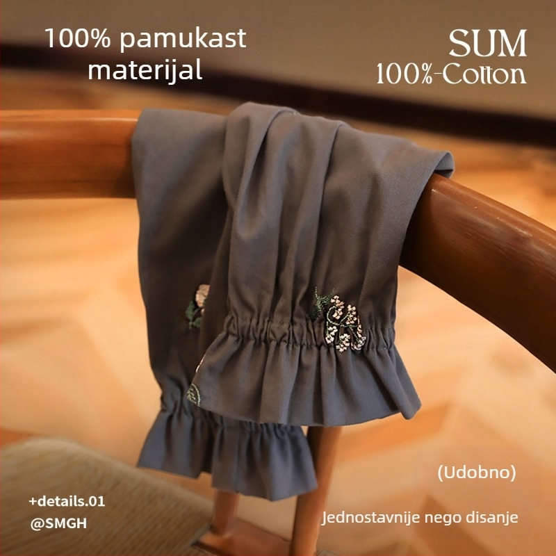 Rukavi za rad od čiste pamuka s vodoodbojnom površinom, otporno na masnoće i mrlje, japansko-korejski stil, produženi kuhinjski rukavi s cvjetnim uzorkom