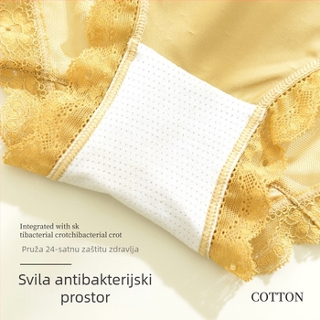 Ženske čipkaste prozračne gaćice sa srednjim strukom, jacquard najlonska tkanina, podstava kroja od mulberry svile (30–50%), za trudnice