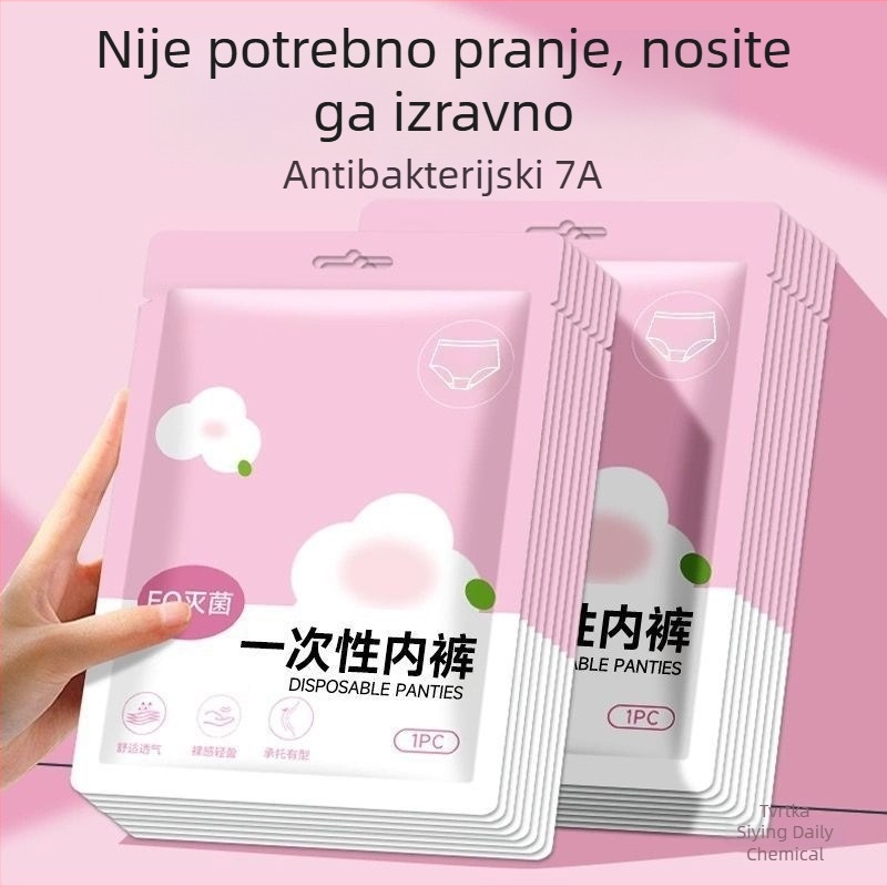 Jednokratne zenske donje rublje za putovanje, sterilne, bez pranja, s srednjim strukom, pamucne gaćice, za postpartum i mjesečnicu