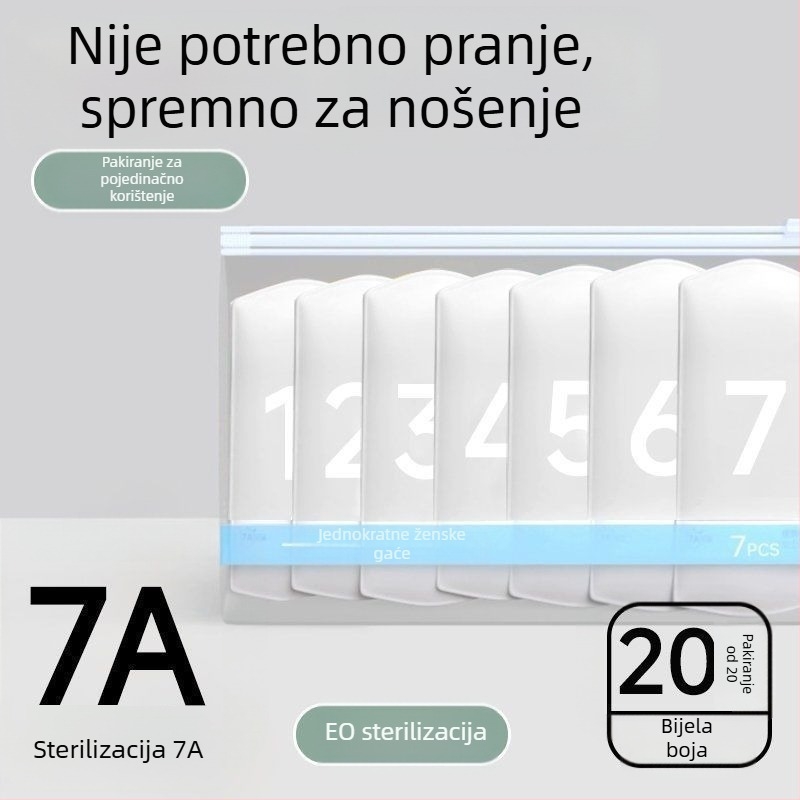 Jednokratne zenske donje rublje za putovanje, sterilne, bez pranja, s srednjim strukom, pamucne gaćice, za postpartum i mjesečnicu