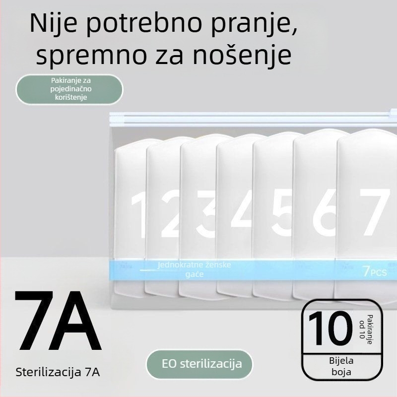 Jednokratne zenske donje rublje za putovanje, sterilne, bez pranja, s srednjim strukom, pamucne gaćice, za postpartum i mjesečnicu