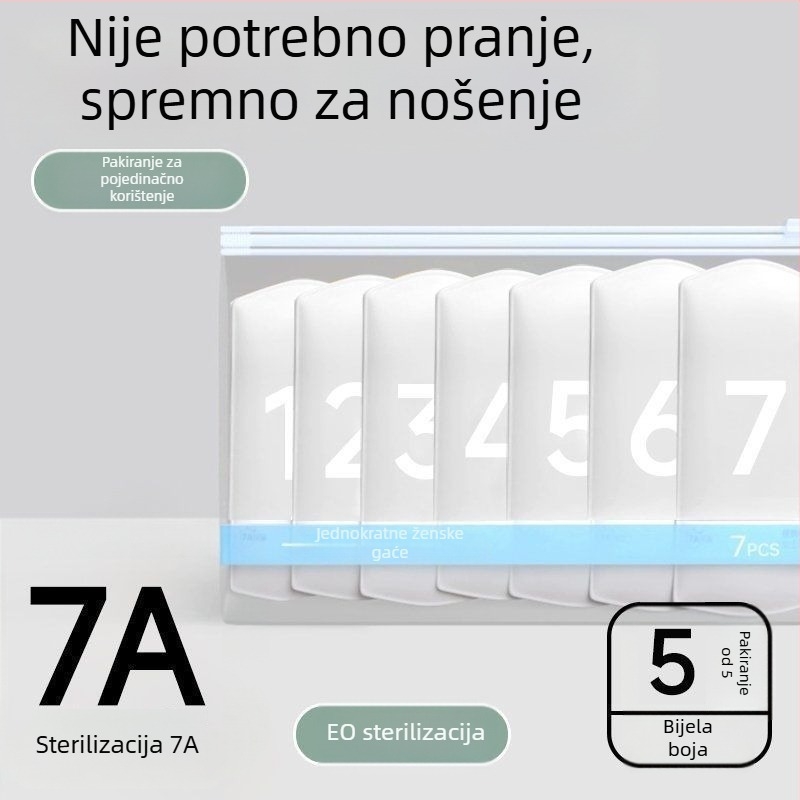 Jednokratne zenske donje rublje za putovanje, sterilne, bez pranja, s srednjim strukom, pamucne gaćice, za postpartum i mjesečnicu
