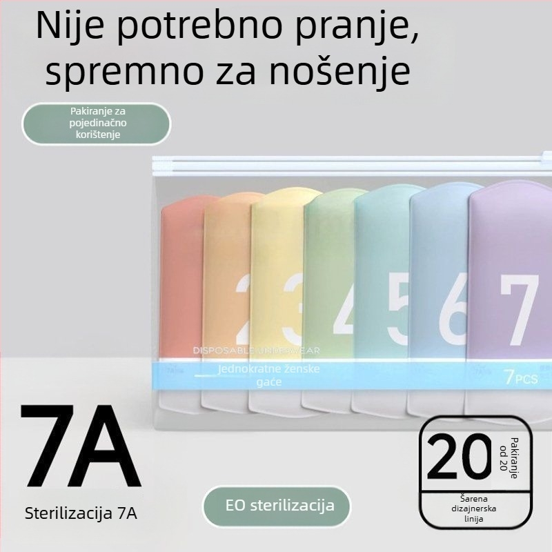 Jednokratne zenske donje rublje za putovanje, sterilne, bez pranja, s srednjim strukom, pamucne gaćice, za postpartum i mjesečnicu