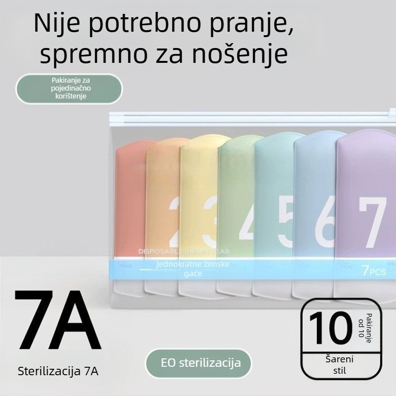 Jednokratne zenske donje rublje za putovanje, sterilne, bez pranja, s srednjim strukom, pamucne gaćice, za postpartum i mjesečnicu