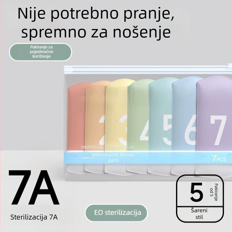 Jednokratne zenske donje rublje za putovanje, sterilne, bez pranja, s srednjim strukom, pamucne gaćice, za postpartum i mjesečnicu