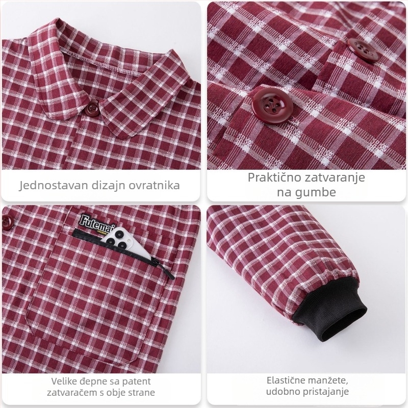 Pregača s dugim rukavima, od poliestersko-bavlinog materijala, za kuhinju, zaštita od prljavštine, moderan stil