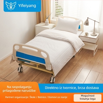 Bolnički posteljinski set od tri dijela, saten od poliester-pamuk, reaktivna štampa i bojanje, GSM 1600, prugasti uzorak