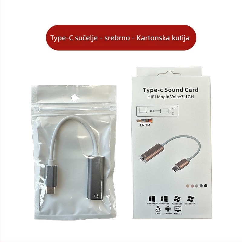 Type-C USB na 3,5 mm digitalni audio adapter s aluminijskim kućištem za pametne telefone i računala (Model HFR023)