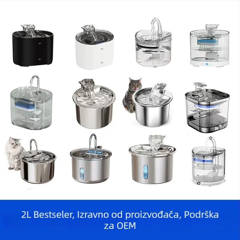 Nerđajući čelična fontana za kućne ljubimce s automatskim ciklusom i tihim radom, odvojiva konstrukcija, model FT444, artikl 2505KFZB3688, za mačke i pse