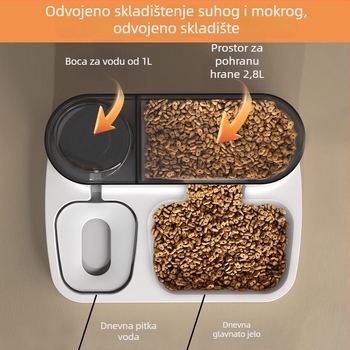 Sve-u-jednom hranilica za mačke i posuda za vodu - PB037, PP+PET, 750 g