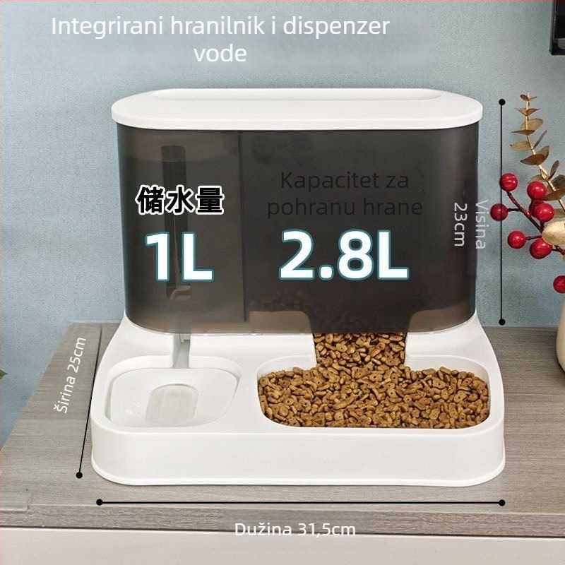 Sve-u-jednom hranilica za mačke i posuda za vodu - PB037, PP+PET, 750 g