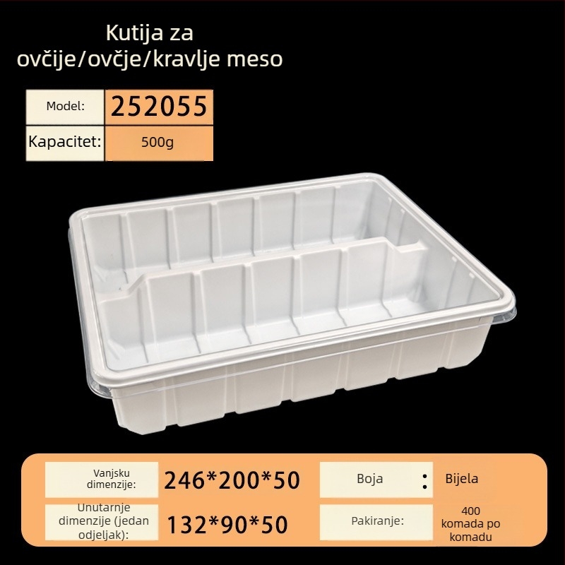 Jednokratna kutija za zamrznuto meso s poklopcem – PET, debljina stijenke 0,1 mm, model Meat Box, brend Box Horse