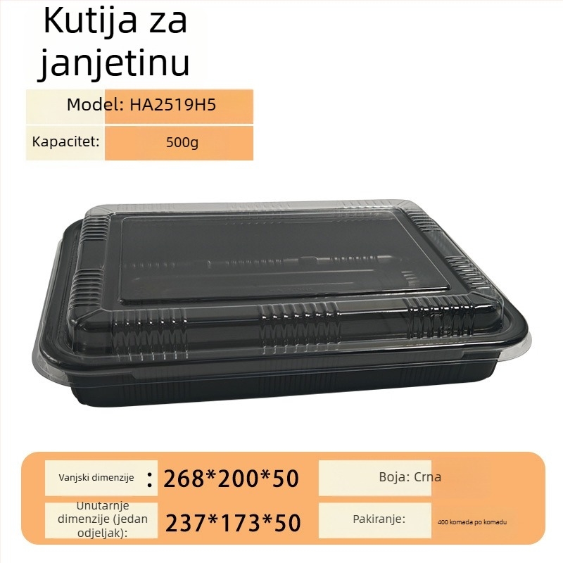 Jednokratna kutija za zamrznuto meso s poklopcem – PET, debljina stijenke 0,1 mm, model Meat Box, brend Box Horse